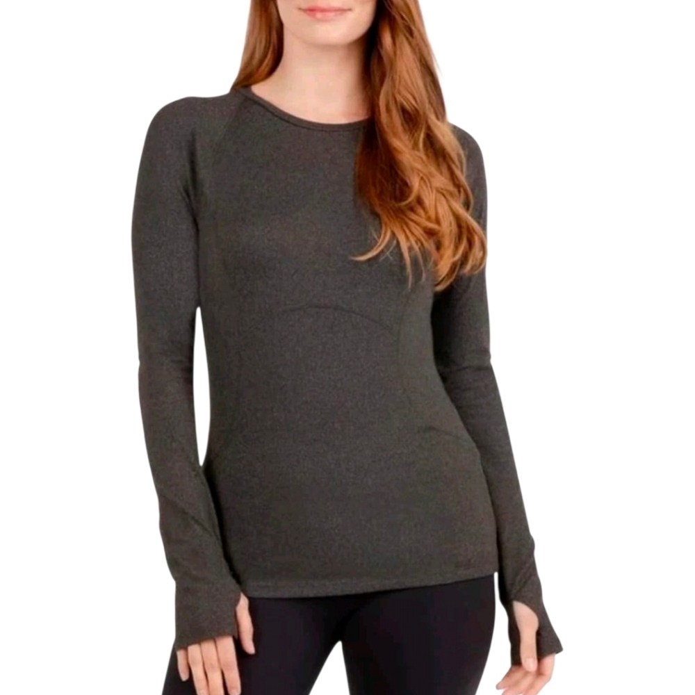 Women's Spyder Active Peached Jersey Top w/Thumbholes  Black Heather Size L NWT